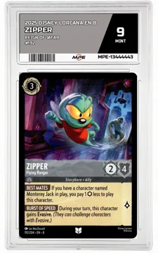 2025 DISNEY LORCANA EN 8 Reign of Jafar #192 ZIPPER MPE 9 MINT — graded card up for auction