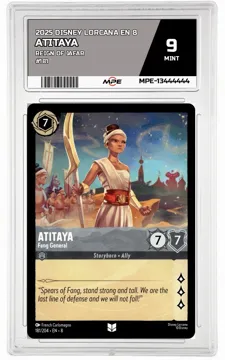 2025 DISNEY LORCANA EN 8 Reign of Jafar #181 ATITAYA MPE 9 MINT — graded card up for auction