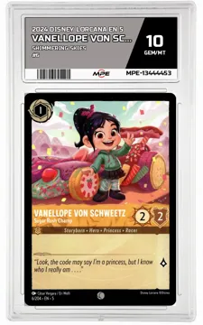 2024 DISNEY LORCANA EN 5 Shimmering Skies #6 VANELLOPE VON SCHWEETZ MPE 10 GEM/MT — graded card up for auction