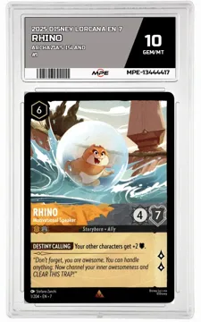 2025 DISNEY LORCANA EN 7 Archazia's Island #1 RHINO MPE 10 GEM/MT — graded card up for auction