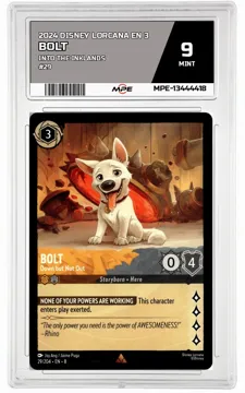 2024 DISNEY LORCANA EN 3 Into the Inklands #29 BOLT MPE 9 MINT — graded card up for auction