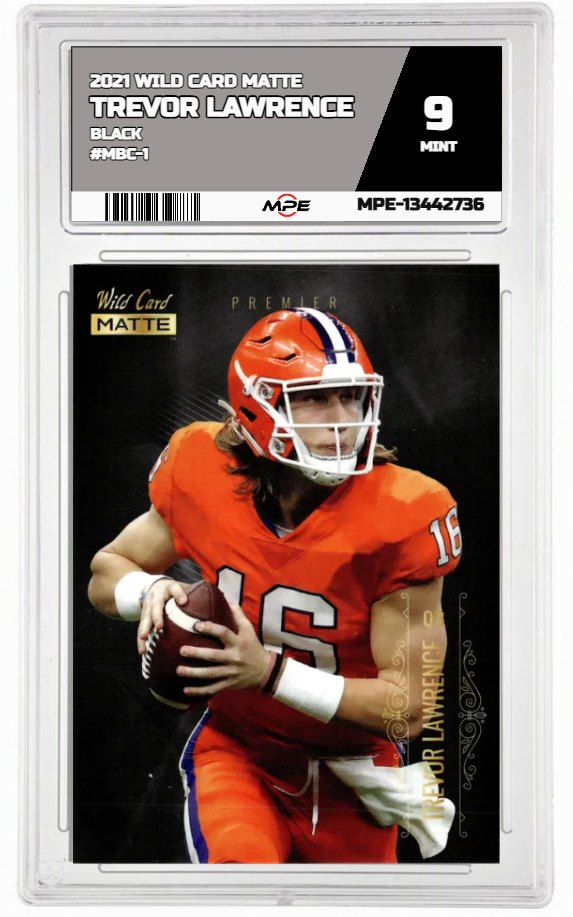 2021 WILD CARD MATTE BLACK #MBC-1 TREVOR LAWRENCE MPE 9 MINT — graded card auctioned from the MPE vault