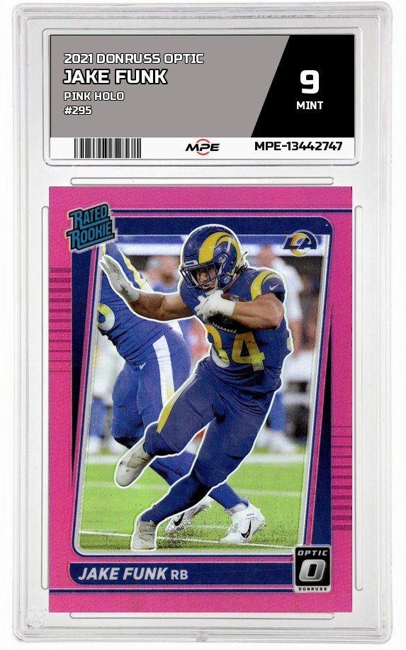 2021 DONRUSS OPTIC Pink Holo #295 JAKE FUNK MPE 9 MINT — graded card auctioned from the MPE vault