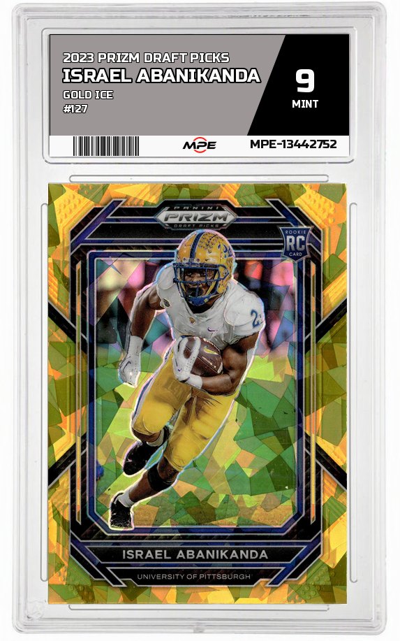 2023 PRIZM DRAFT PICKS GOLD ICE #127 ISRAEL ABANIKANDA MPE 9 MINT — graded card auctioned from the MPE vault