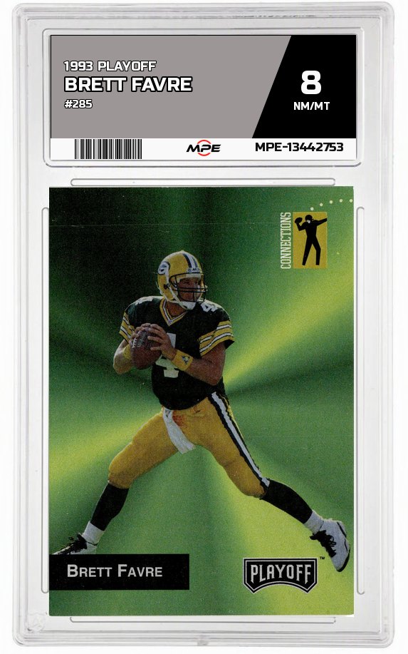 1993 PLAYOFF #285 BRETT FAVRE MPE 8 NM/MT — graded card auctioned from the MPE vault