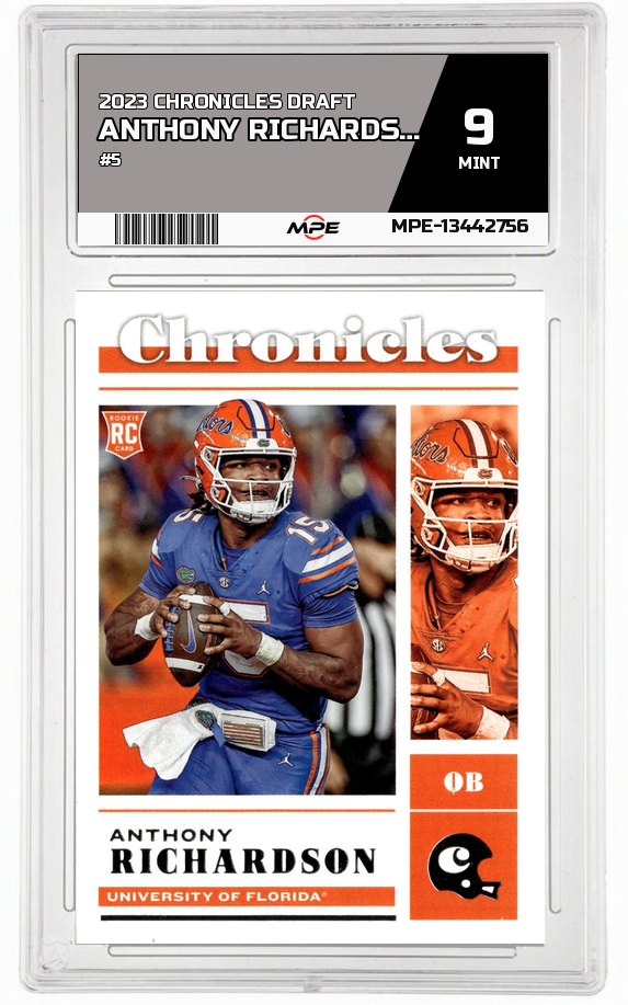 2023 CHRONICLES DRAFT #5 ANTHONY RICHARDSON MPE 9 MINT — graded card auctioned from the MPE vault