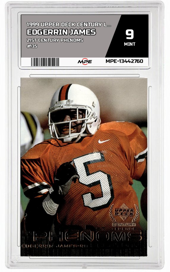 1999 UPPER DECK CENTURY LEGENDS 21ST CENTURY PHENOMS #135 EDGERRIN JAMES MPE 9 MINT — graded card auctioned from the MPE vault