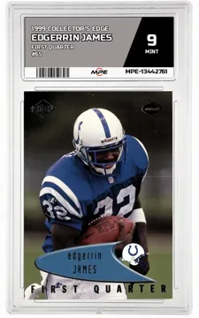 1999 COLLECTOR'S EDGE FIRST QUARTER #65 EDGERRIN JAMES MPE 9 MINT — graded card up for auction