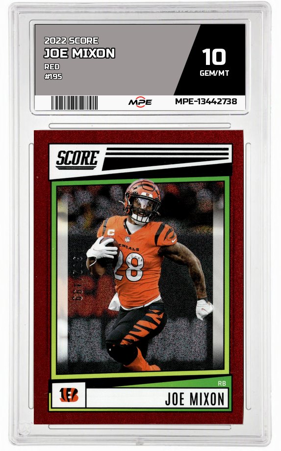 2022 SCORE RED #195 JOE MIXON MPE 10 GEM/MT — graded card auctioned from the MPE vault