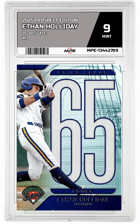 2025 PROSPECT EDITION 20-80 Scale #12 ETHAN HOLLIDAY MPE 9 MINT — graded card auctioned from the MPE vault