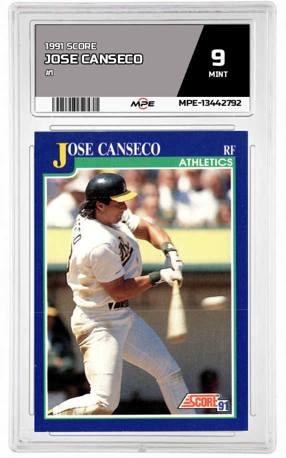 1991 SCORE #1 JOSE CANSECO MPE 9 MINT — graded card auctioned from the MPE vault