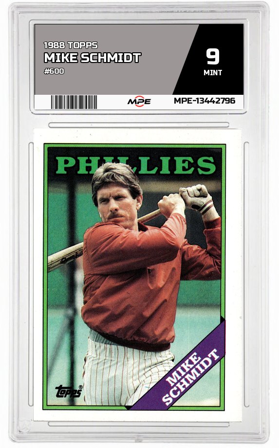 1988 TOPPS #600 MIKE SCHMIDT MPE 9 MINT — graded card auctioned from the MPE vault