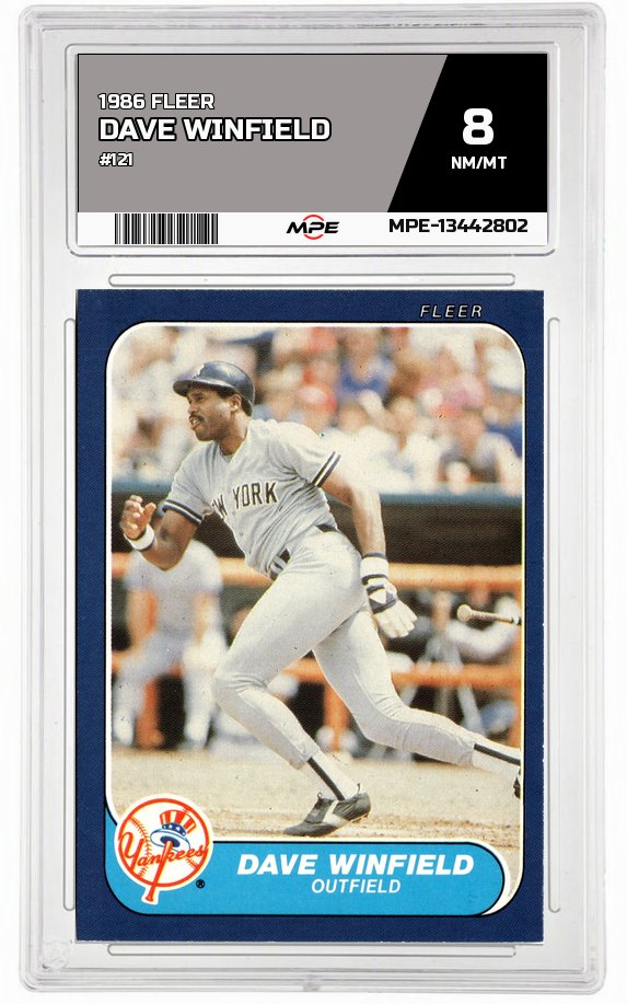 1986 FLEER #121 DAVE WINFIELD MPE 8 NM/MT — graded card auctioned from the MPE vault