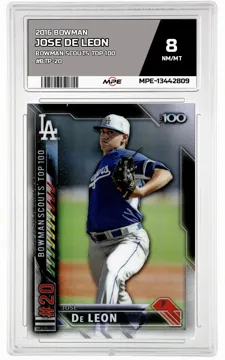 2016 BOWMAN BOWMAN SCOUTS TOP 100 #BTP-20 JOSE DE LEON MPE 8 NM/MT — graded card up for auction