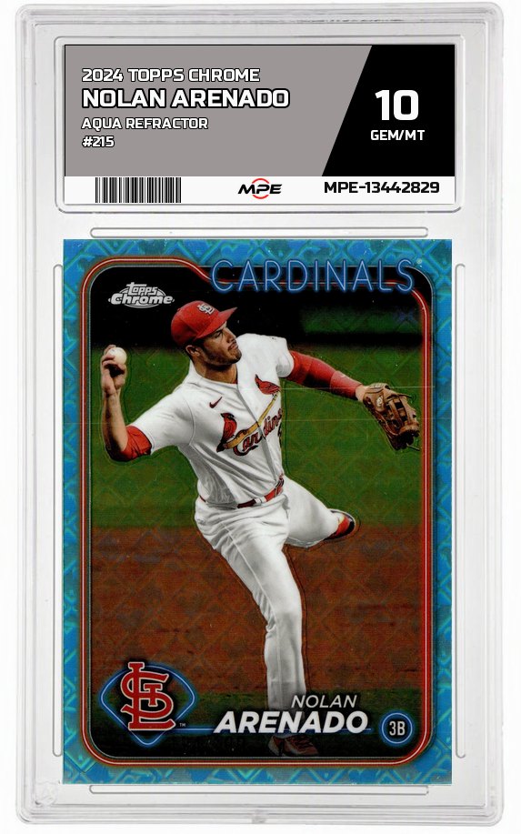2024 TOPPS CHROME Aqua Refractor #215 NOLAN ARENADO MPE 10 GEM/MT — graded card auctioned from the MPE vault