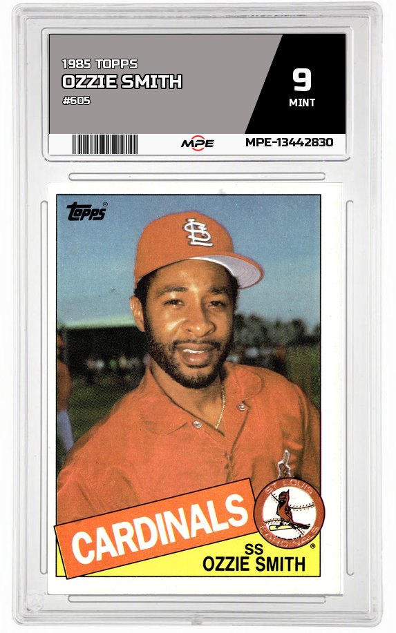1985 TOPPS #605 OZZIE SMITH MPE 9 MINT — graded card auctioned from the MPE vault