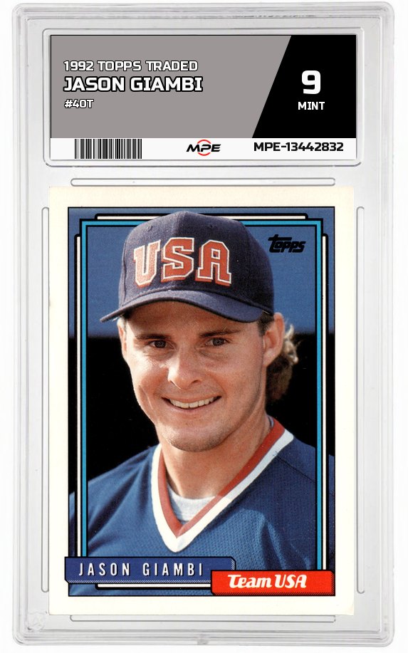1992 TOPPS TRADED #40T JASON GIAMBI MPE 9 MINT — graded card auctioned from the MPE vault