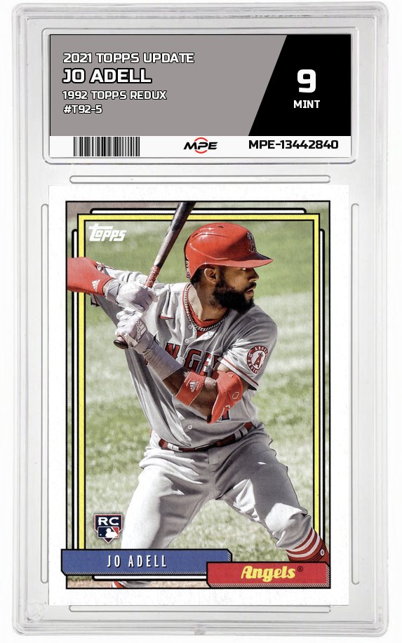 2021 TOPPS UPDATE 1992 TOPPS REDUX #T92-5 JO ADELL MPE 9 MINT — graded card auctioned from the MPE vault