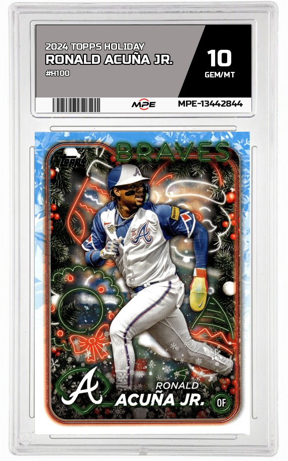 2024 TOPPS HOLIDAY #H100 RONALD ACUÑA JR. MPE 10 GEM/MT — graded card auctioned from the MPE vault