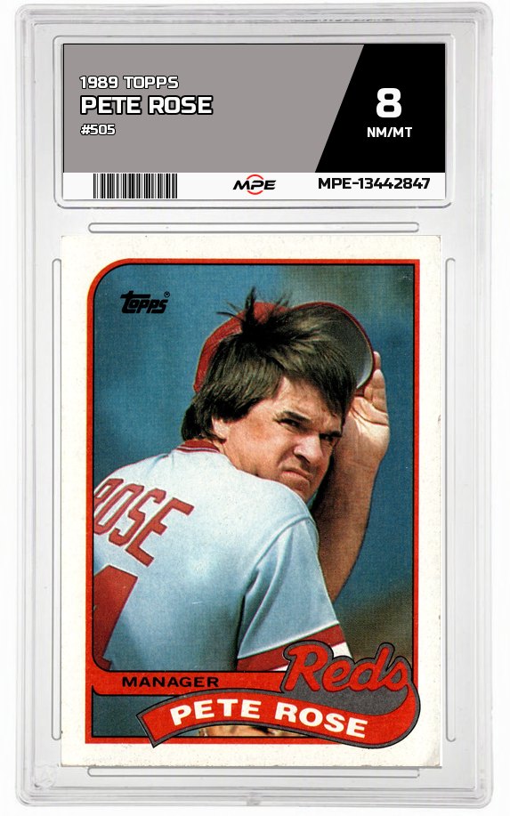 1989 TOPPS #505 PETE ROSE MPE 8 NM/MT — graded card auctioned from the MPE vault