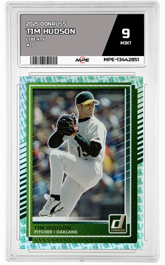 2025 DONRUSS Liberty #20 TIM HUDSON MPE 9 MINT — graded card auctioned from the MPE vault