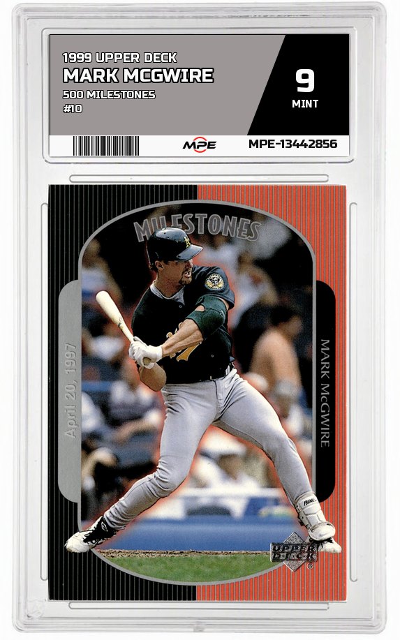 1999 UPPER DECK 500 MILESTONES #10 MARK MCGWIRE MPE 9 MINT — graded card auctioned from the MPE vault