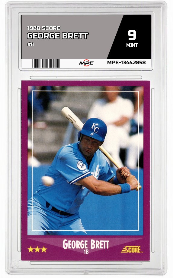 1988 SCORE #11 GEORGE BRETT MPE 9 MINT — graded card auctioned from the MPE vault