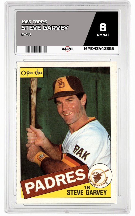1985 TOPPS #450 STEVE GARVEY MPE 8 NM/MT — graded card auctioned from the MPE vault