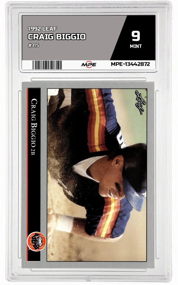 1992 LEAF #315 CRAIG BIGGIO MPE 9 MINT — graded card auctioned from the MPE vault