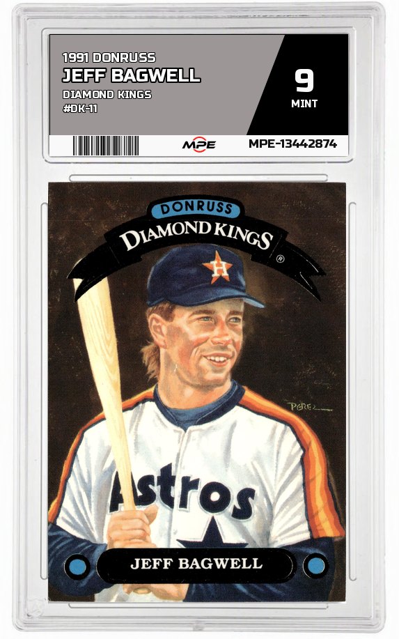 1991 DONRUSS DIAMOND KINGS #DK-11 JEFF BAGWELL MPE 9 MINT — graded card auctioned from the MPE vault