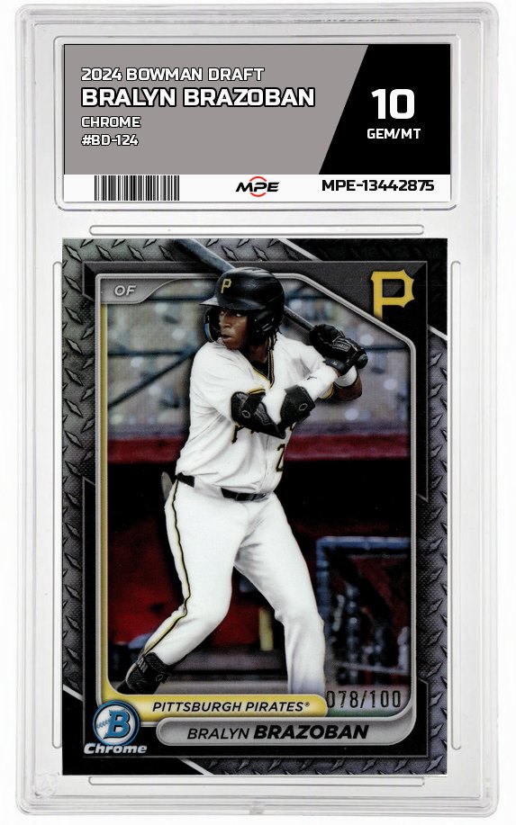 2024 BOWMAN DRAFT CHROME #BD-124 BRALYN BRAZOBAN MPE 10 GEM/MT — graded card auctioned from the MPE vault