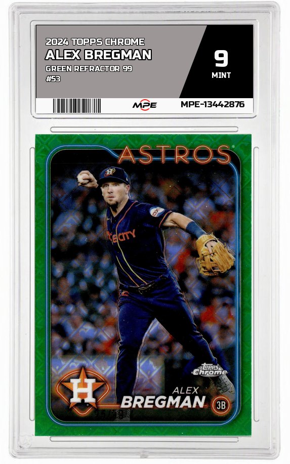 2024 TOPPS CHROME GREEN REFRACTOR 99 #53 ALEX BREGMAN MPE 9 MINT — graded card auctioned from the MPE vault
