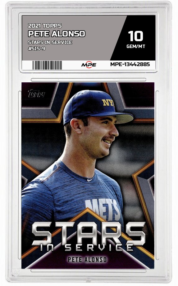 2021 TOPPS STARS IN SERVICE #SIS-9 PETE ALONSO MPE 10 GEM/MT — graded card auctioned from the MPE vault