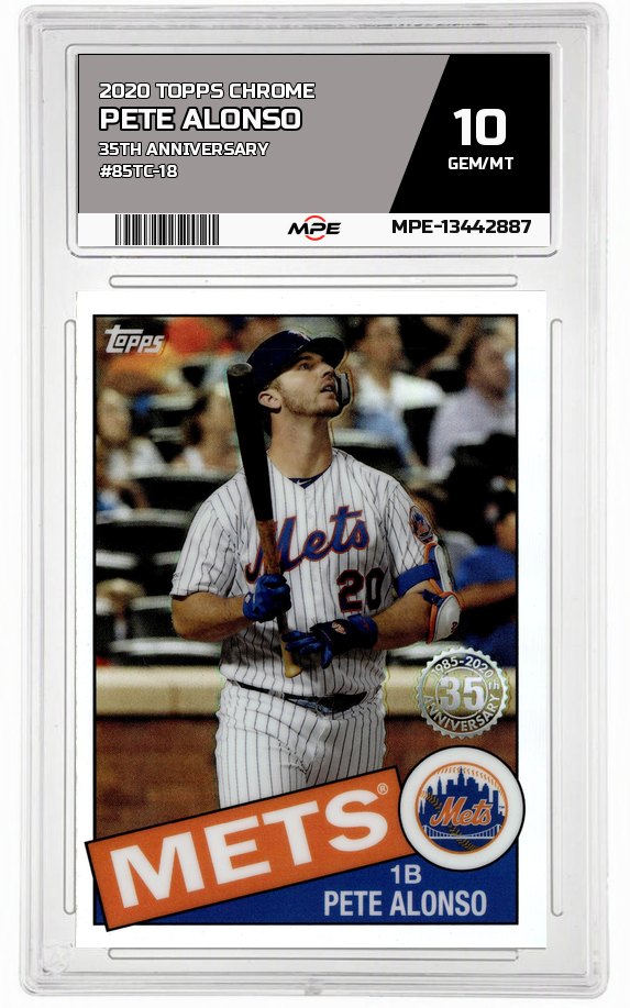 2020 TOPPS CHROME 35TH ANNIVERSARY #85TC-18 PETE ALONSO MPE 10 GEM/MT — graded card auctioned from the MPE vault