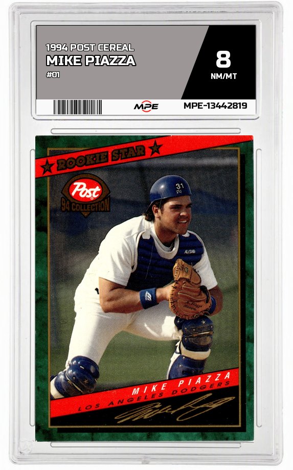 1994 POST CEREAL #01 MIKE PIAZZA MPE 8 NM/MT — graded card auctioned from the MPE vault