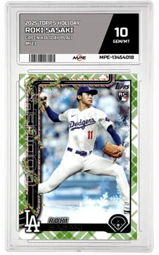 2025 TOPPS HOLIDAY Green Holiday Plaid #H23 ROKI SASAKI MPE 10 GEM/MT — graded card up for auction