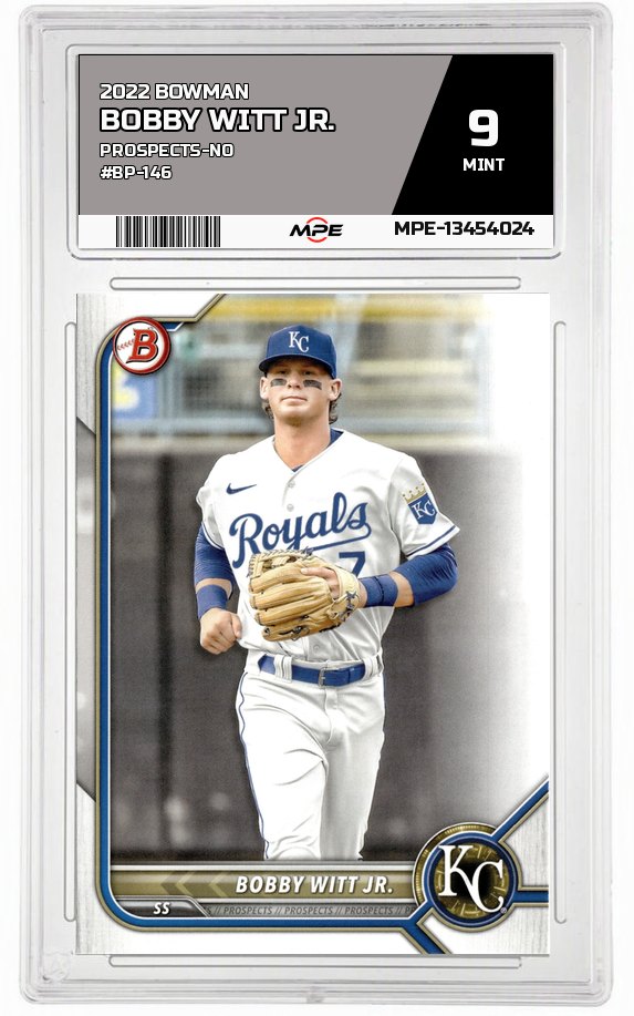 2022 BOWMAN PROSPECTS-No #BP-146 BOBBY WITT JR. MPE 9 MINT — graded card auctioned from the MPE vault
