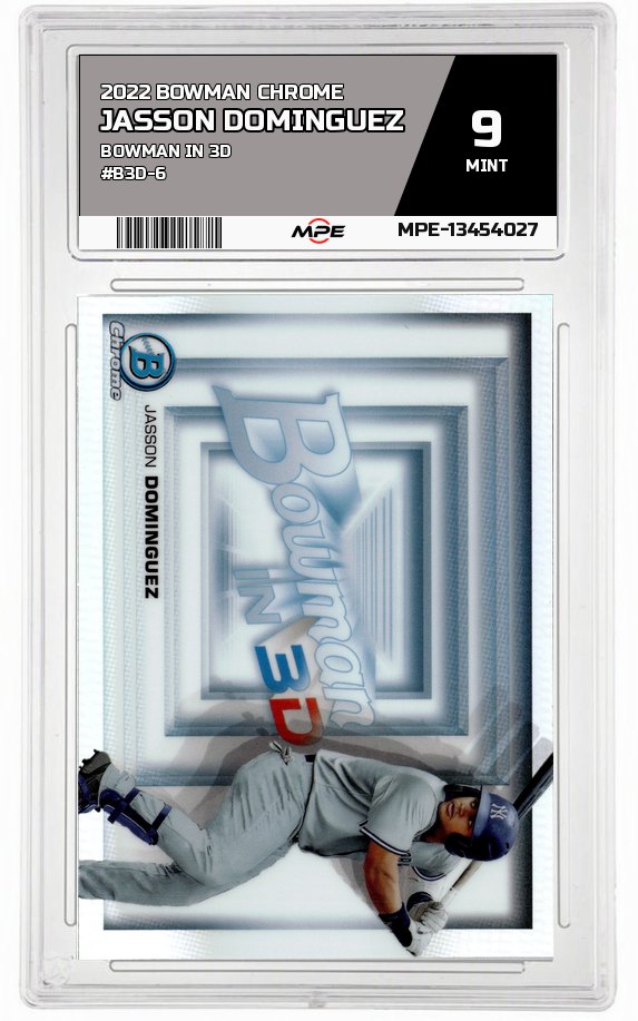 2022 BOWMAN CHROME BOWMAN IN 3D #B3D-6 JASSON DOMINGUEZ MPE 9 MINT — graded card auctioned from the MPE vault