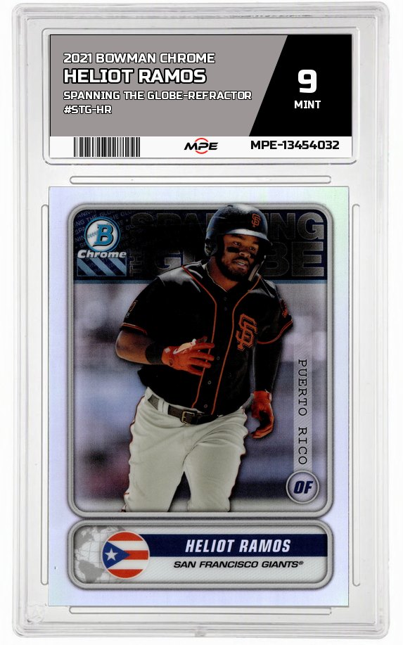 2021 BOWMAN CHROME SPANNING THE GLOBE-REFRACTOR #STG-HR HELIOT RAMOS MPE 9 MINT — graded card auctioned from the MPE vault