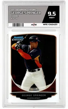 2013 BOWMAN CHROME CHROME #TP-20 GEORGE SPRINGER MPE 9.5 MINT+ — graded card up for auction