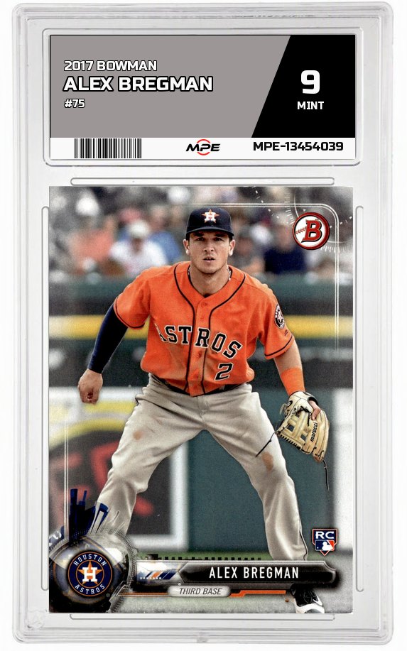 2017 BOWMAN #75 ALEX BREGMAN MPE 9 MINT — graded card auctioned from the MPE vault