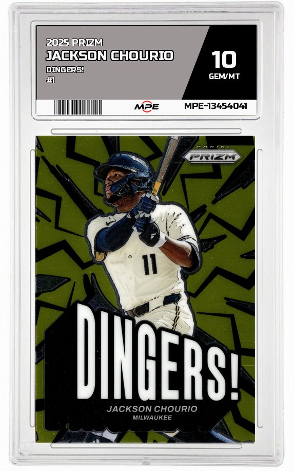 2025 PRIZM DINGERS! #1 JACKSON CHOURIO MPE 10 GEM/MT — graded card auctioned from the MPE vault