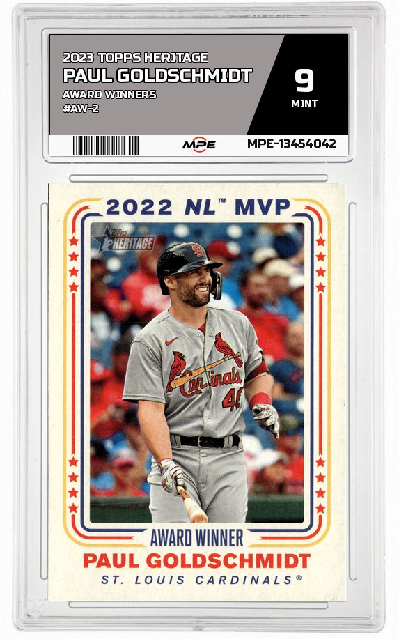 2023 TOPPS HERITAGE AWARD WINNERS #AW-2 PAUL GOLDSCHMIDT MPE 9 MINT — graded card auctioned from the MPE vault