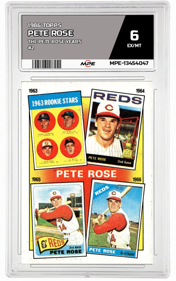 1986 TOPPS THE PETE ROSE YEARS #2 PETE ROSE MPE 6 EX/MT — graded card auctioned from the MPE vault
