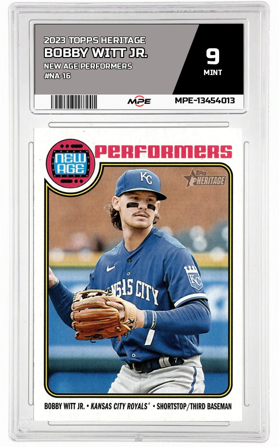 2023 TOPPS HERITAGE NEW AGE PERFORMERS #NA-16 BOBBY WITT JR. MPE 9 MINT — graded card auctioned from the MPE vault