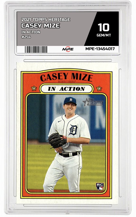 2021 TOPPS HERITAGE IN ACTION #254 CASEY MIZE MPE 10 GEM/MT — graded card auctioned from the MPE vault