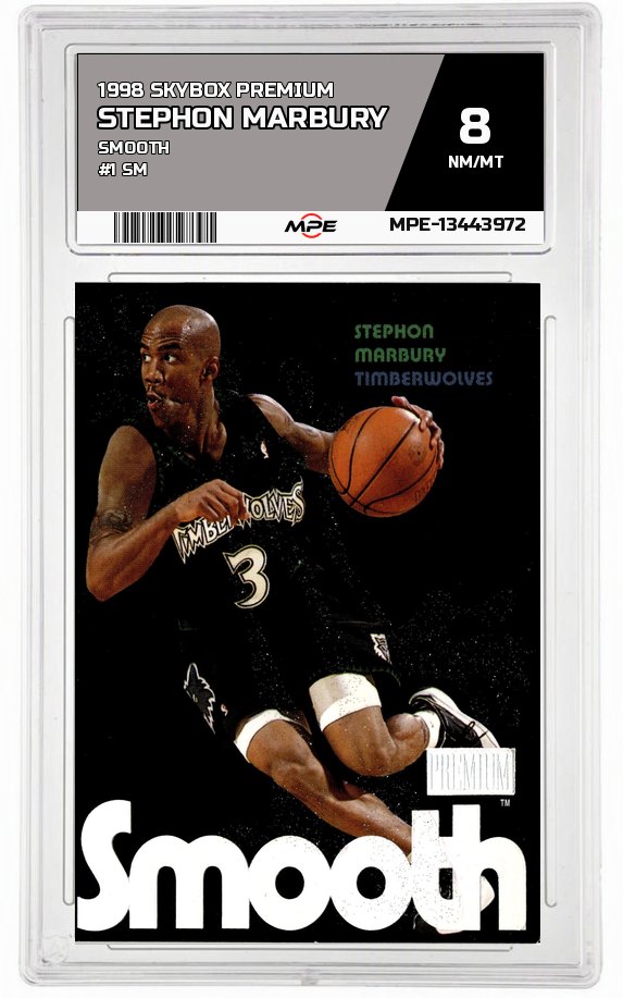 1998 SKYBOX PREMIUM SMOOTH #1 SM STEPHON MARBURY MPE 8 NM/MT — graded card auctioned from the MPE vault