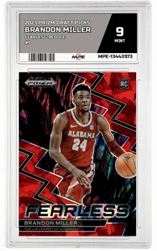2023 PRIZM DRAFT PICKS FEARLESS-Red Ice #9 BRANDON MILLER MPE 9 MINT — graded card up for auction