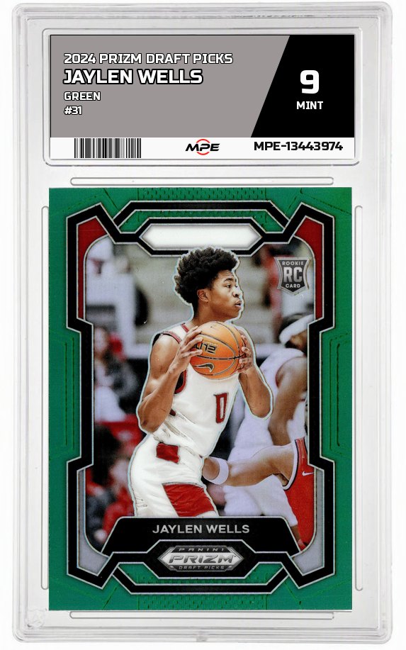 2024 PRIZM DRAFT PICKS GREEN #31 JAYLEN WELLS MPE 9 MINT — graded card auctioned from the MPE vault