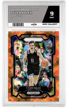 2024 PRIZM DRAFT PICKS ORANGE ICE #7 TYLER KOLEK MPE 9 MINT — graded card up for auction